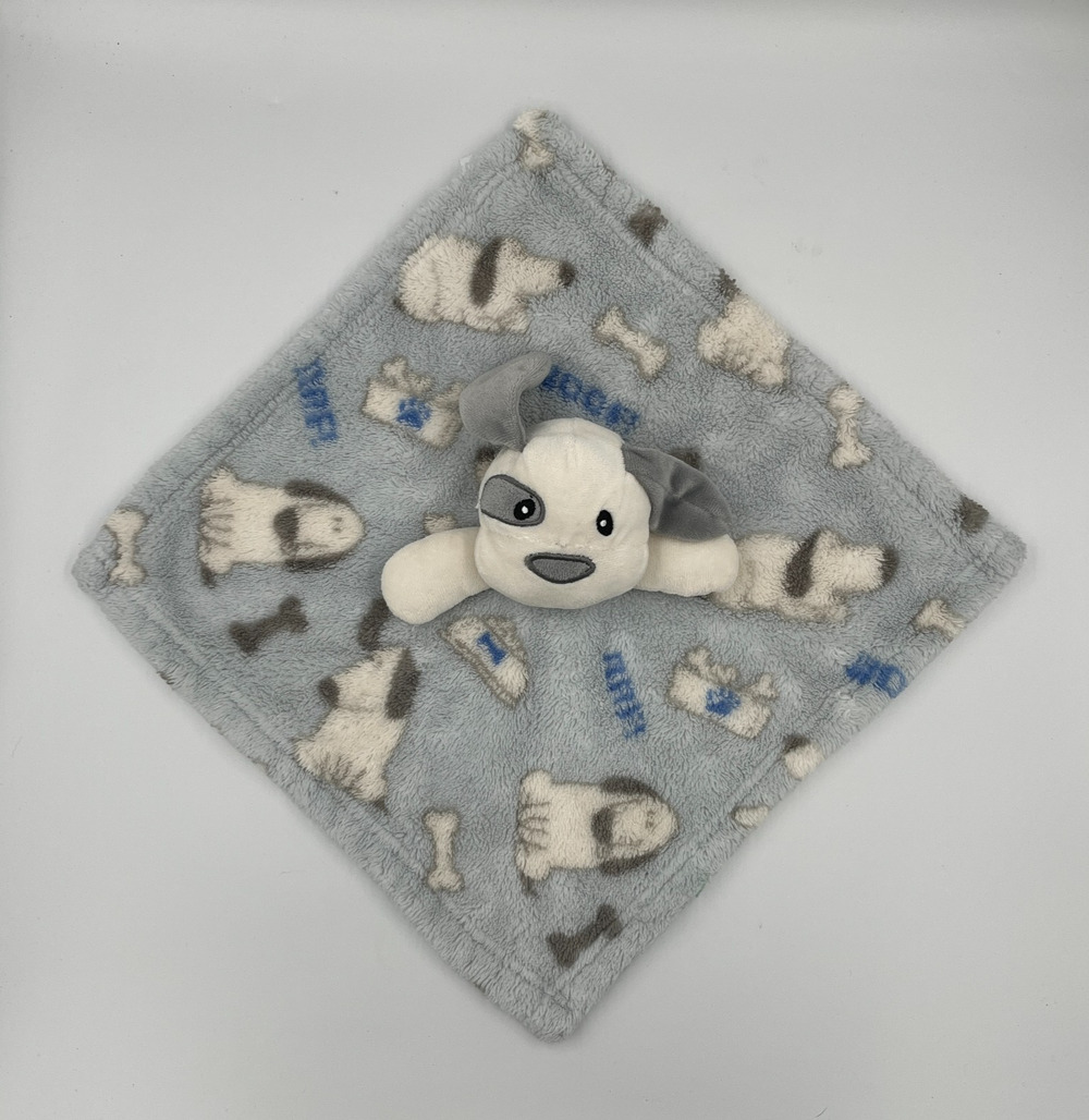 Little Lad Plush Puppy Dog Woof Bones Blue Lovey Security Baby Blanket 14"